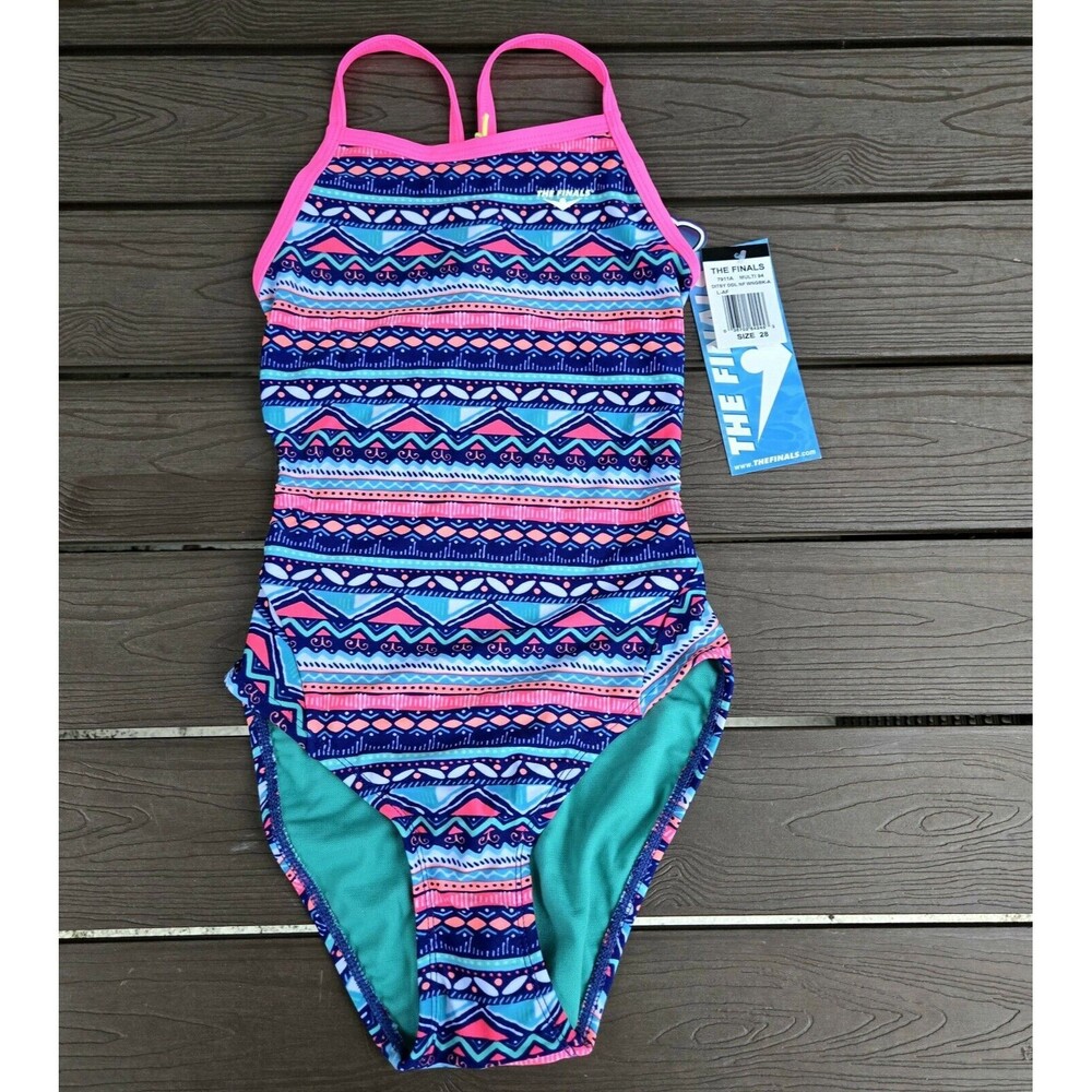 TYR The Finals Funnies Ditsy Doll Non Foil Wingback Multi Swimsuit - Size 28 NEW
